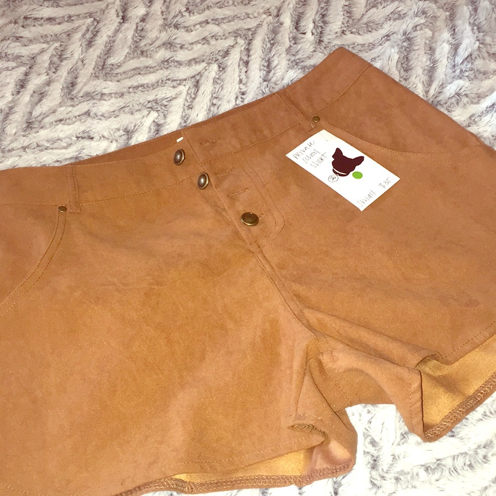 Camel suede shorts